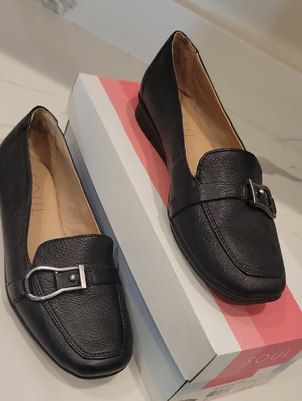 Soul Naturalizer Black Leather Buckle Loafers